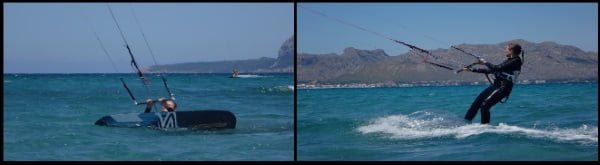 1 Sofie erste Wasserstart Kite-Kurs Mallorca im Juli mallorca kiteschool com