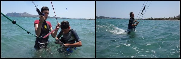 2 kinder kiteschule mallorca in April