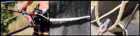 5 poleas, líneas, líneas de depower y kite-bar