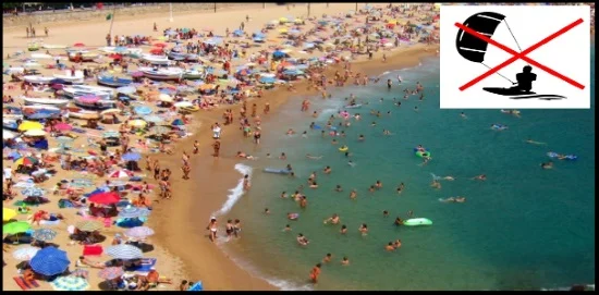 7 No practiques kitesurf en una playa concurrida