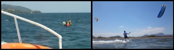boat launch a kite in Mallorca kite course in July