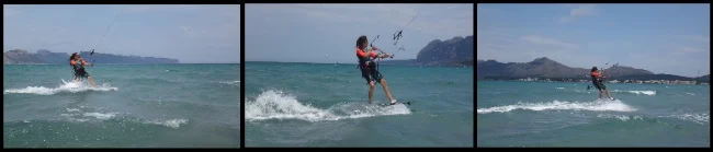viento en el curso de kite Pollensa Marta en junio en Mallorca