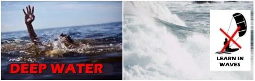 2-deep or wavy waters are not good for learning kitesurfing