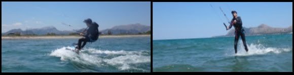 3 first meters on the board keeping the stance mallorca kiteschool