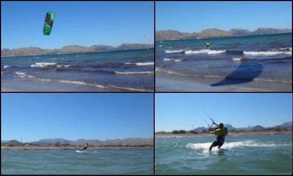 Beginne den Druck auf der Fersenseite des Kiteboards und los gehts!