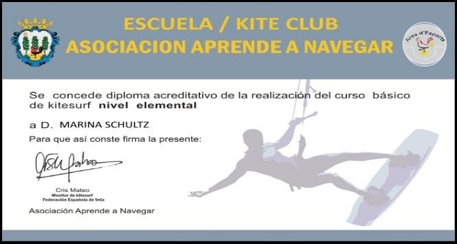 Zertifizierung Kite Unterricht Marina Schultz ASOCIACION