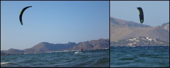 Die Festung auf dem Hintergrund und Borja Kitesurf Mallorca Kitekurs Sommer