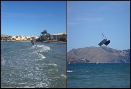 Es Barcares Mallorca deutsche kitekurs monitor  Fliegt über die Berge
