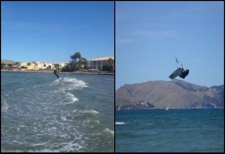 Es Barcares Mallorca deutsche kitekurs monitor  Fliegt über die Berge