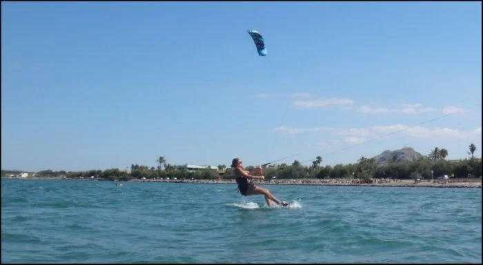 Maria Jose accompanies her brother Matias June kite course Pollensa