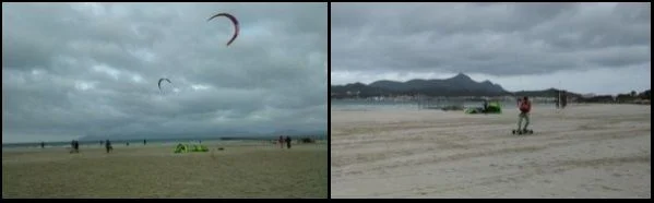 Taking profit of the low tide and the hard wet sand