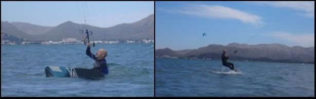 in seiner 6. Stunde begann er sich auf dem Kiteboard kitekurs April auf Pollensa