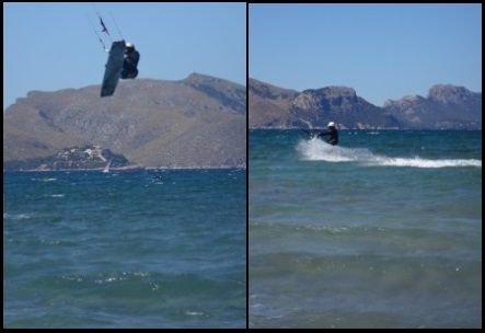 kitesurfen mallorca flieg über die Bucht alcudia kiteschule deutsche unterricht NE wind