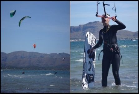 neuer Kitesurfer bereit für Waterstart in kitekurse mallorca