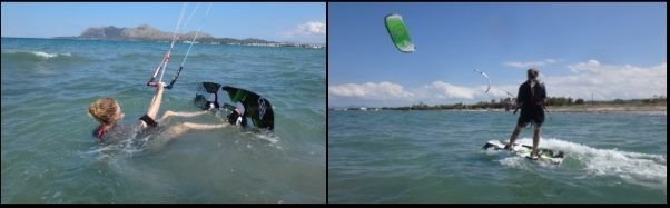 shallow friendly water kite course danish girls Mallorca