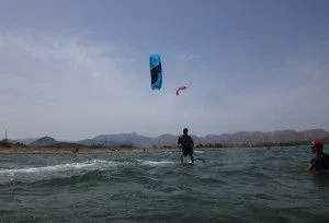 5 on his Peak 9 mts kite Mallorca kitekurse Pollensa