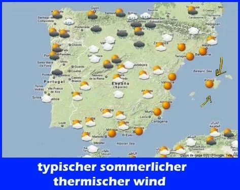 typischer sommerlicher thermischer wind